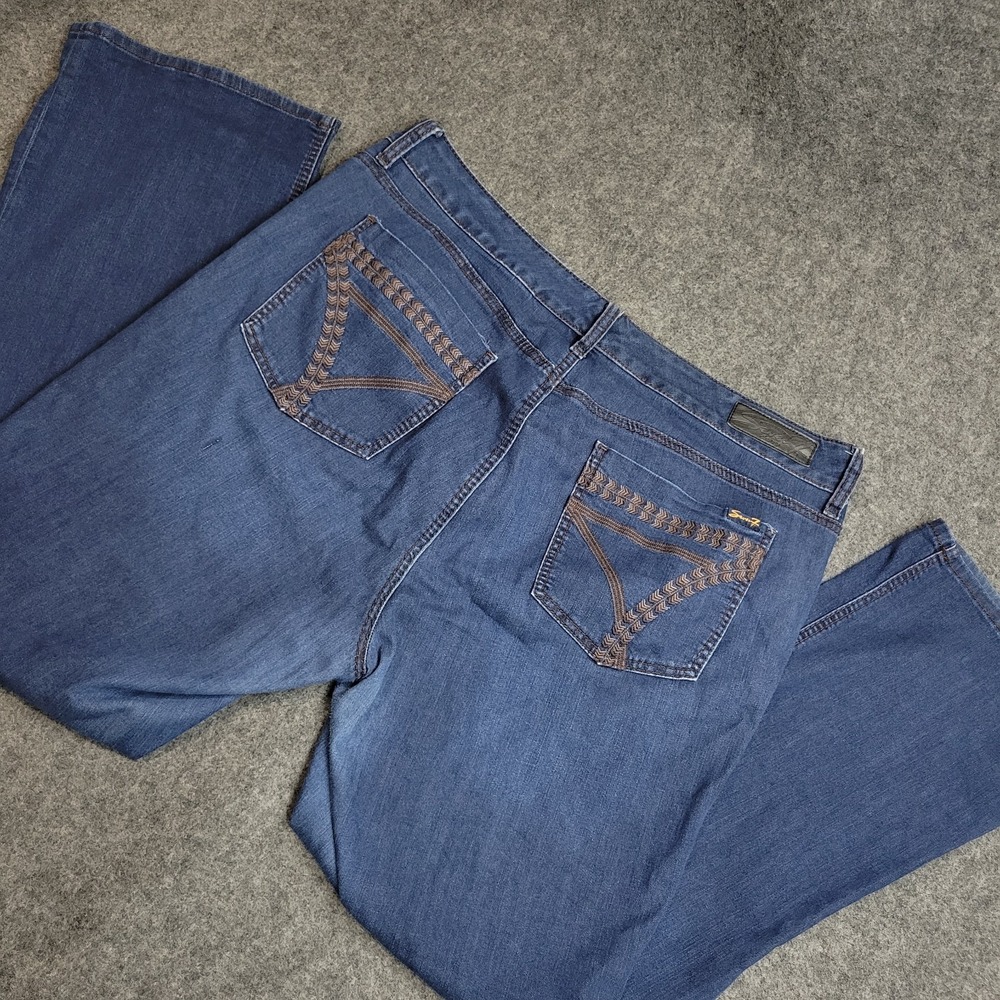 Seven7 Jeans Womens 22 Blue Denim Baby Bootcut Embroidered Western Retro Y2K